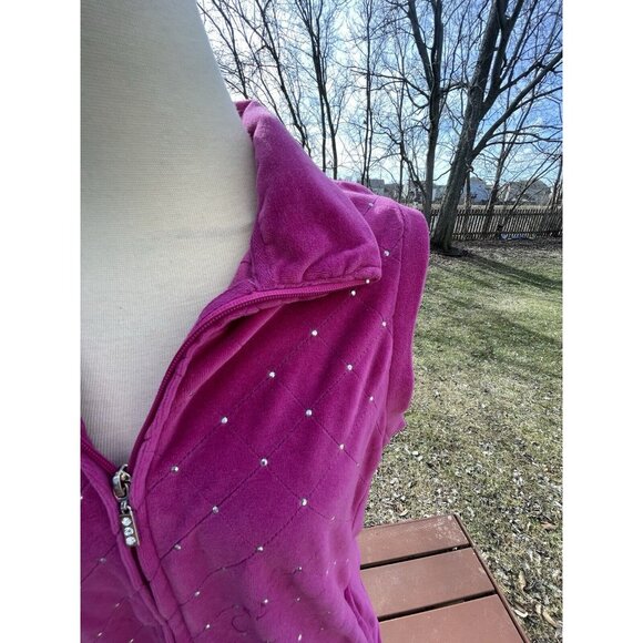 Quacker Factory Womens Pink Sleeveless Zip-Up Vest With Rhinestone Details Size - Picture 9 of 13